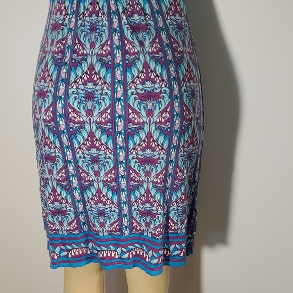 NWT Studio M Elegant Blue and Purple Patterned Dress Size S - Picture 8 of 13